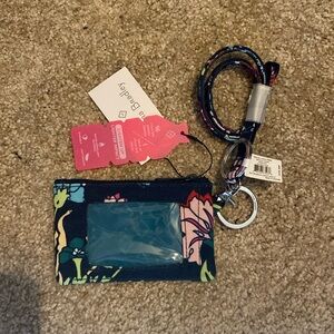 NWT Vera Bradley Zip ID Case with Lanyard. Matching- Itsy Ditsy Floral
